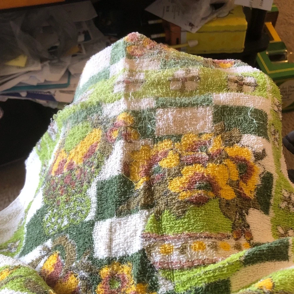 Floral Sunflower Cotton Bath Towel - Green, Yellow